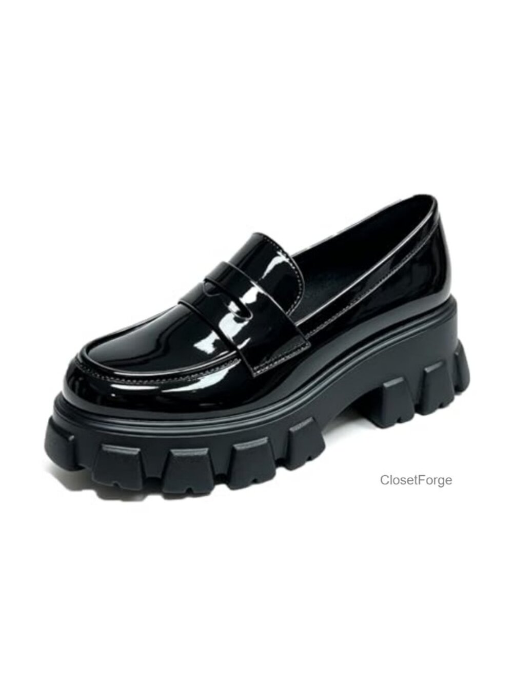 Women's Slip-On Platform Chunky Loafers Two-Tone Dressy Shoes